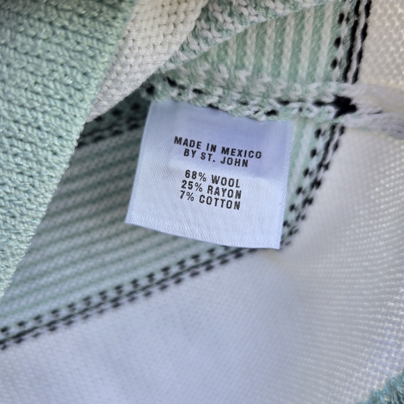 St John Sport by Marie Gray Sleeveless Top Knit Wool Blend Blue White Striped L - Picture 4 of 9